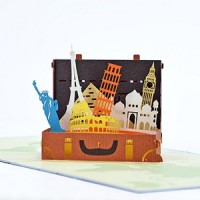 Handmade 3D Pop Up Card Suitcase bon voyage travelling new job leaving holiday Birthday Anniversary Valentine's Day Retirement Good luck